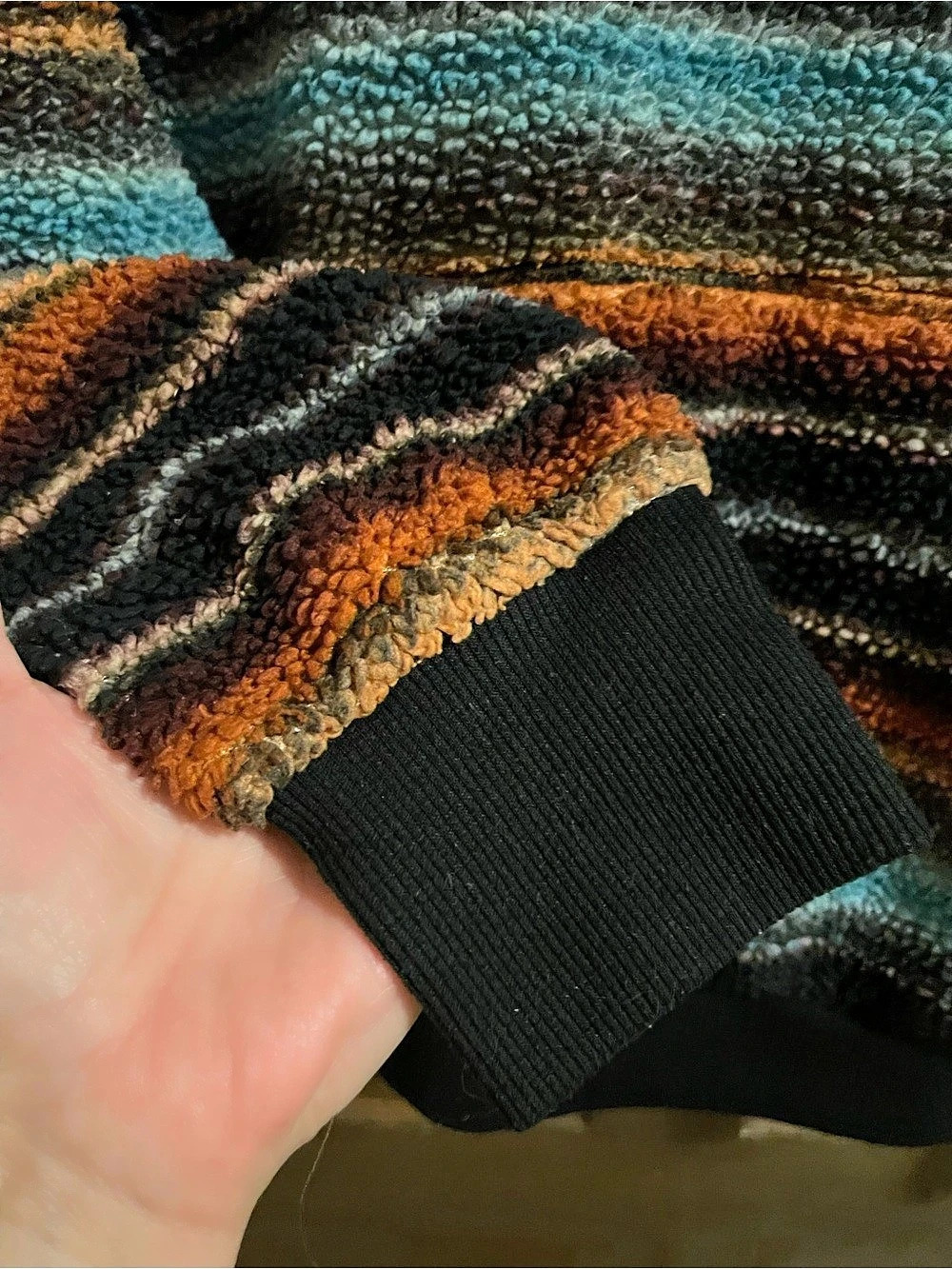 Shyanne Striped Pullover Hoodie in Black & Blue Small - Picture 7 of 9